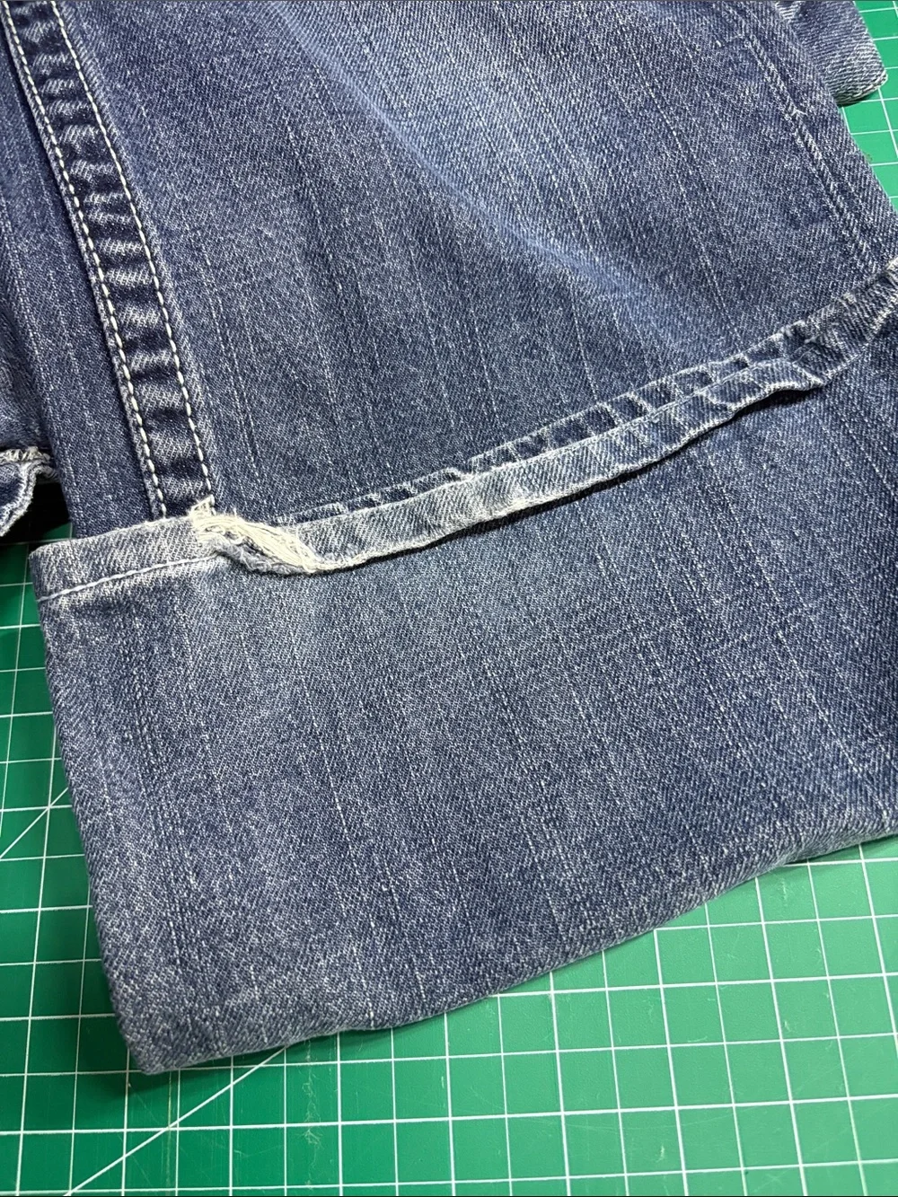 True Religion Medium Indigo Bootcut Jeans with White Stitching